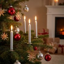 Artikel Silberne Baumkerzen Weihnachten 13x105mm 20er Set - Festlicher Glanz &amp; Eleganz