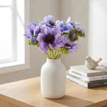 Artikel Kunstblumenstrauß Anemone Windröschen Blau Lila Deko Highlight L28cm
