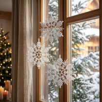 Artikel Schneeflocke Deko zum Hängen Winterdeko Weiß 30cm 3 Stück