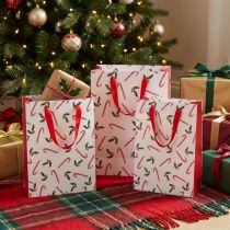 Artikel Festliche Geschenktüte Weihnachten Rot Weiß mit Henkeln – Praktisch & Dekorativ für Weihnachtspräsente 24x18x8cm