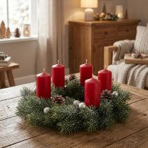 Artikel Tannenkranz Künstlich Dekokranz Weihnachten Frostig Ø25cm Türkranz Adventskranz Glitzer
