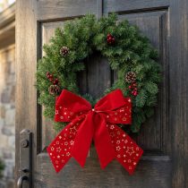 Artikel Rote Schleife Weihnachten Sterne Dekoschleife Outdoor 21cm 2St