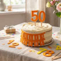 Artikel Tischdeko Geburtstag Kuchentopper Streudeko aus Filz Gelb Orange 2St