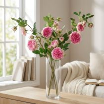 Artikel Rosenzweig Seidenrosen Kunstzweig Rosen Pink Cremefarben 79cm
