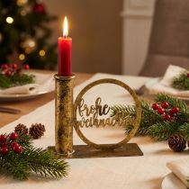 Artikel Stabkerzenhalter Weihnachten Antik Look Gold 13×5×10,5cm