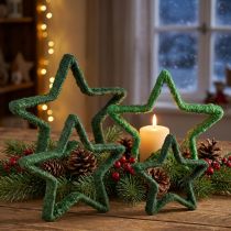 Artikel Stern zum Stellen Weihnachtsdeko Jute Grün 13/18cm 4St