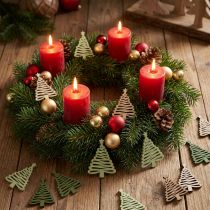 Artikel Weihnachts-Streuteile Tanne mit Stern in Grün & Naturtönen, Holz 3x4,5cm, 72er Set