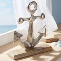 Artikel Anker Deko Metall Holz Silber Natur H21cm - Maritime Dekoration