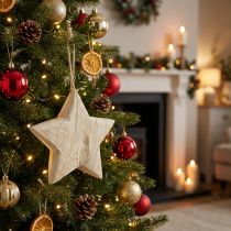 Artikel Holzstern Natur Weihnachtsanhänger Ø13,5cm FSC-Holz