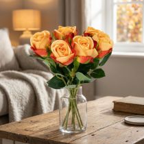 Artikel Kunstrosen-Arrangement mit 6 hochwertigen Rosen in Orange 44 cm für elegante Dekoration