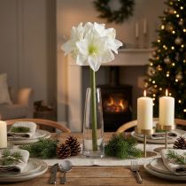 Artikel Kunstblume Amaryllis Weiß mit Stiel 50 cm für Advent und Weihnachten