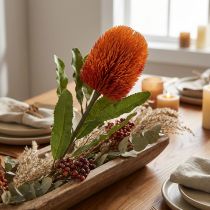 Artikel Kunstblume Banksia Orange Herbstdeko Trauerfloristik 64cm