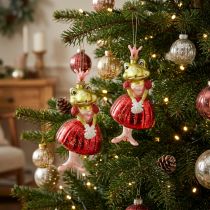 Artikel Froschprinzessin, Christbaumschmuck, Märchendeko, Baumanhänger Echtglas H14cm 2St