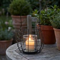 Artikel Gartenlaterne mit Glas Windlicht Schwarz Ø20cm H18,5cm