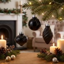 Artikel Mini Christbaumkugeln Glas Zwiebel Schwarz Ø3cm 9 St - Elegante Weihnachtsdeko