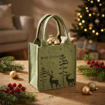 Artikel Filztasche Grün Merry Christmas 15x10cm mit Henkeln für Geschenke und Dekoration