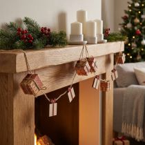 Artikel Girlande Weihnachten Geschenke und Sterne Rot Natur Grün 100cm 2St
