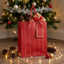 Artikel Edle Weihnachtstasche Rot Gold Geschenktasche Stabil 18×10×23cm