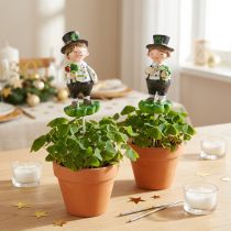 Artikel Schornsteinfeger mit Klee, Stecker für Silvester, Glücksbringer, St Patricks Day L27cm 4 St