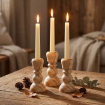 Artikel Kerzenhalter Holz Kerzenständer gedrechselt Landhaus H11cm 3St