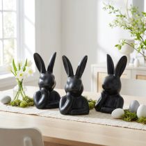 Artikel Hase denkend klein Hasenbüste Schwarz 6×4×10,5cm 3St