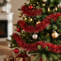 Artikel Festliche Rote Lametta-Girlande 270cm – Glänzend und lebendig, Perfekt für Weihnachts- und Feiertagsdekorationen