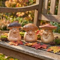 Artikel Fröhliche Pilzfiguren mit Gesichtern – Vielfältige Brauntöne, 6.5 cm – Lustige Deko für Garten und Heim – 3St
