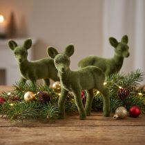 Artikel Dekofigur Reh Kitz beflockt Weihnachtsfiguren Grün 10,5cm 6 St