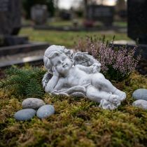 Artikel Engel liegend Dekofigur Grabschmuck Grau Polyresin 22cm
