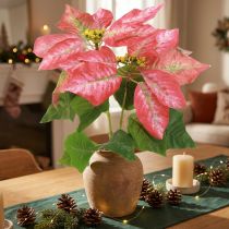 Artikel Künstlicher Weihnachtsstern Rot Rosa Deko-Blumenstrauß 35cm 6er-Set