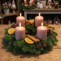 Artikel Weihnachtskerzen Rosa, Stumpenkerzen 4er Set, Winterdeko Ø5cm H6cm