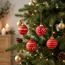 Artikel Rote Hängende Pappmaché Weihnachtskugeln 5,5cm 4er Set