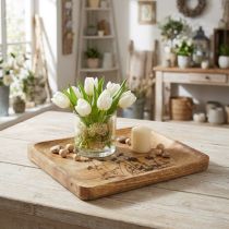 Artikel Deko-Tablett Mangoholz Blumenmuster Akzente Dekoration 25x20cm