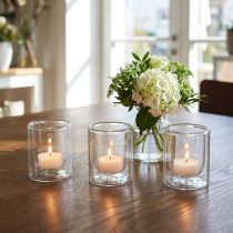 Artikel Runde Glas-Teelichthalter Ø8,5cm Windlicht Set 4 Stück – Elegante Tischdeko