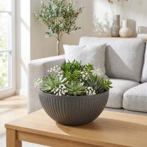 Artikel Pflanzkübel Kunststoff Rillen Anthrazit Ø30cm für Floristen & Blumengeschäfte