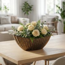 Artikel Pflanzschale mit Rillen oval Schiffchen Anthrazit Gold 36cm für Floristen