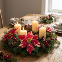 Artikel Künstlicher Christstern in Rot Creme, Weihnachtsstimmung Deko, L35cm, 6er-Set