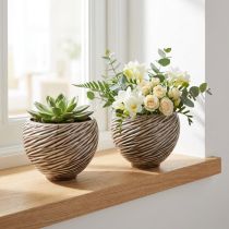 Artikel Deko Schale Blumentopf Keramik Beige Braun Ø15cm für Floristen