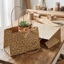 Artikel Geschenktüte Papier Naturbraun Blätter 20×10×10cm 6 St umweltfreundliche Verpackung