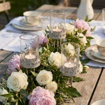 Artikel 4er Set Teelichthalter zum Stecken, Kerzenglas, Dekoration für Events & Garten Grau Ø5,5cm