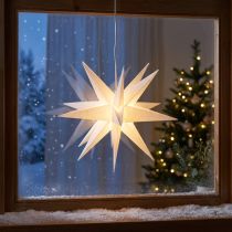Artikel LED Stern 3D Weiß Timer Batterie Außen Ø30cm H74cm - Festliche Weihnachtsbeleuchtung