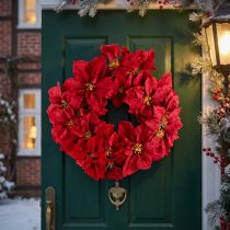Artikel Weihnachtsstern Kranz Deko Poinsettien 40cm Türkranz Adventszeit