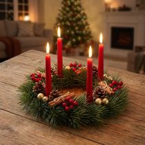 Artikel Üppiger Künstlicher Adventskranz Piniennadeln 22cm Dekoration Weihnachten