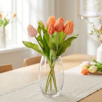 Artikel Künstliche Tulpen 30 cm im Strauß, 7 Stück, Frühlingsdekoration in lebendigem Orange