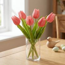 Artikel Naturgetreue künstliche Tulpenblumen 21cm Rosa 6er-Set für dekorative Tischvasen