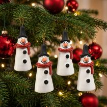 Artikel Fröhliche Schneemann-Hängedeko – Weiß mit rotem Schal und schwarzem Hut, 7.5 cm – Perfekt für festliche Weihnachtsbäume – 6 St