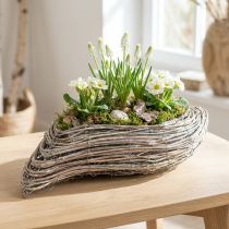 Artikel Pflanzschiffchen Rattan Natur Weiß 45x16cm – Wellenförmig, Maritime Deko, Vielseitig