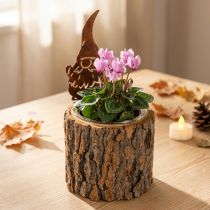 Artikel Blumentopf Holz Rinde Übertopf Wichtel Edelrost H24cm
