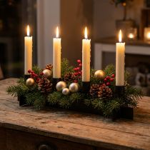 Artikel Kerzenständer Schwarz, Kerzenhalter Adventskranz 40cm H8cm