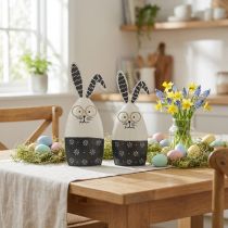 Artikel Osterhase Schwarz Weiß Hase mit Brille Metall 18,5x7x3cm 2St
